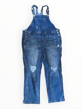Torrid 12 R Classic Blue Denim Overalls distressed